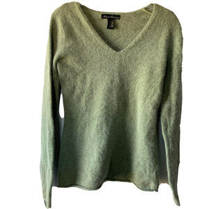 marisa christina sweater small angora rabbit hair wool blend dusty olive green